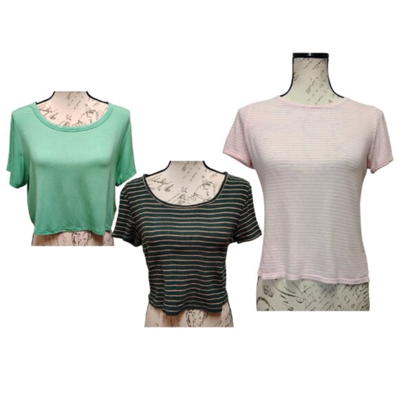 Womens American Eagle baby t-shirt crop top bundle - soft girl retro y2k casual - Picture 1 of 11